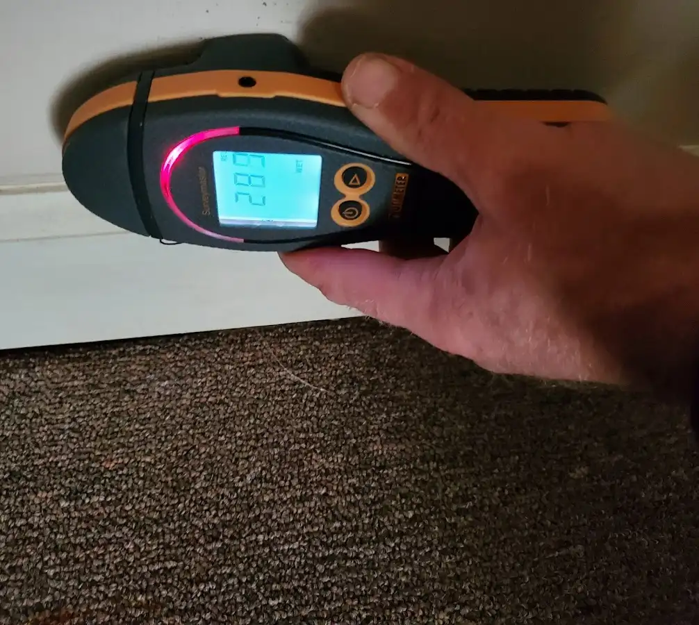 Moisture detection at baseboard during Burst Pipe Cleanup in Spout Springs